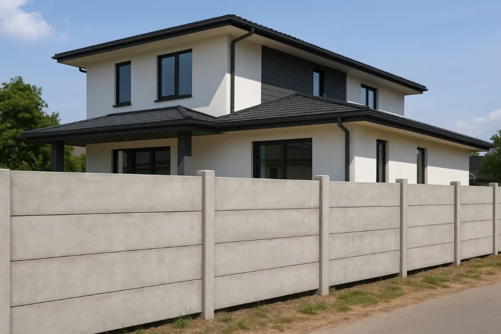 รั้วคอนกรีตสำเร็จรูปหน้าบ้านสไตล์โมเดิร์น
