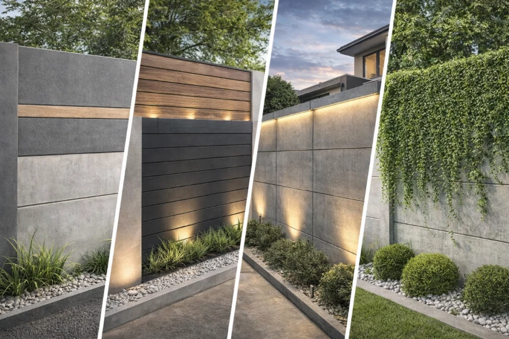 ไอเดียตกแต่งรั้วคอนกรีตสไตล์โมเดิร์น